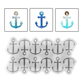 Resim Epoksi Silikon Kalıp Çoklu Deniz Çapası Delikli Kolye Anahtarlık Küpe Kalıbı 12 Li 