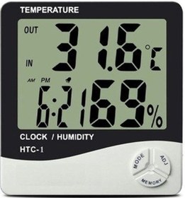 Resim Masaüstü Dijital Termometre Nem Ölçer Higrometre -Saatli 