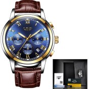 Resim Hanyang L Altın Mavi Lıge Üst Marka Lüks Erkek Saatler Moda Paslanmaz Çelik Kronograf Erkek Kuvars Saat Bileği Erkek Rahat Su Geçirmez Spor Izle (Yurt Dışından) 