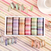 Resim 60 Rulo Vintage Washi Bant Renkli Çizgili Dekoratif Sticker Band 2m Uzunlukta 2.2 Yard DIY El İşi, Scrapbooking ve Yaratıcı Projeler için Dekoratif Maskeleme Bant Seti 