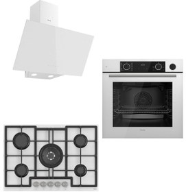 Resim Ferre Steamart 75 Serisi Eko Beyaz Ankastre Set ( D078 - Ed036 - Xe64cb ) 75 Cm Ocak 