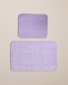 Resim English Home Wavelet Kaydırmaz Taban Banyo Paspası Seti 60x100 Cm + 50x60 Cm Mor Mor 