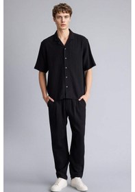 Resim DeFacto %100 Pamuk Relax Fit Rahat Kesim Yazlık Müslin Kısa Paça Pamuklu Jogger Pantolon D6144AX25SMBK81 