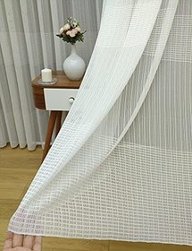 Resim Enine Çizgili Tül Perde, 350x260, Sık Pile, 1/3 