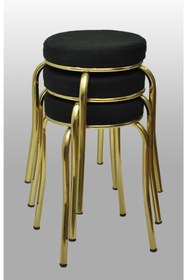 Resim TABURECİM Tabure (3 Adet) Gold Ayaklı, Mina Kumaş, Metal Ahtapot Ayak Aygl-225 