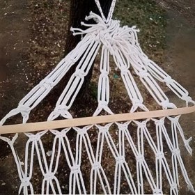 Resim Bemy Ticaret Kişilik Pamuk Ipi El Örgülü Hamak, Çıft Örgülü, 125 kg Taşıma Kapasiteli Taşınabilir Kolay Kurulum Kamp Piknik Alanları Için 