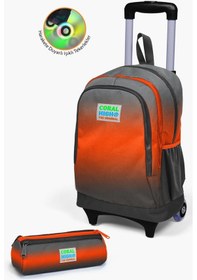 Resim Coral High Kids Gri Turuncu Renk Geçişli Çekçekli 2'li Çanta Seti Set0223948 