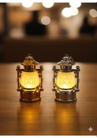 Resim 7 Cm Ledli Dekoratif Fener Altın Gümüş Anahtarlık Pilli Masa Üstü Süs Diğer 