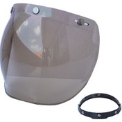 Resim Tenfowee Retro Üç Tokalı Motosiklet Gözlük Camı - Pc Malzeme, Çeşitli Renkler, 225x200mm, Standart Açık Yüz Kaskları İçin Uyumlu Light Brown 