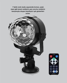Resim Müzik Ritmine Duyarlı Renkli Disko Topu 7 Modlu Işıklı Parti Lambası Karışık/çok Renkli 
