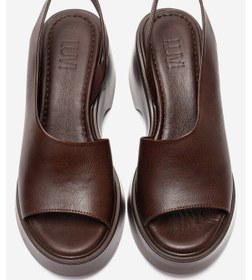 Resim Luvishoes Roy Kahverengi Cilt Hakiki Deri Kadın Dolgu Topuklu Sandalet Kahverengi Deri 