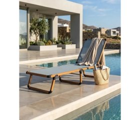 Resim Missidea Alüminyum Katlanır ve Taşınır Şezlong Teak+Jeans 