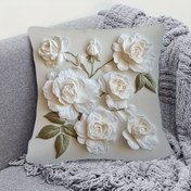 Resim 2D Düz, 1 Adet Vintage Nakış Stili Beyaz Gül Yastık Kılıfı, Tek Taraflı Baskı, Boyut 45cm x 45cm, Yumuşak Polyester Kumaş, Oturma Odası, Yatak Odası, Ofis İçin Uygun Dekoratif Yastık Kılıfı, Makinede Yıkanabilir, Fermuarlı, Dolgu Dahil Değildir, Nakışsız, 2D Düz 