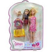 Resim Arya Pet Taşıma Seti Pembe Kedi Desen Elbiseli 
