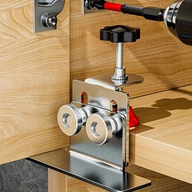 Resim 1 adet Ayarlanabilir Ahşap İşleme Dolap Kapısı Bulucu, 201 Paslanmaz Çelik Konumlandırma İşareti Metal Dolap Kapıları için, Çok Fonksiyonlu Ahşap İşleme Yardımcısı, Dolap Donanımı Kurma Aracı | Şık Metal Bitiş | Paslanmaz Çelik Yapı, Dolap Aksesuarları 