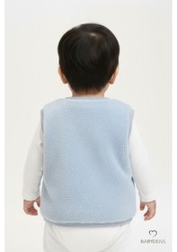 Resim Babyden's Welsoft Erkek Bebek Çocuk Çıtçıtlı Yelek Ayıcık Armalı, Yumuşak Peluş Bebek Yeleği Bebe Mavisi 