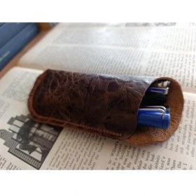 Resim Mahfuz Hakiki Deri Tamamen Emeği 17,5 x 7 cm Gözlük Kılıfı - Kalem Kutu NLU404 