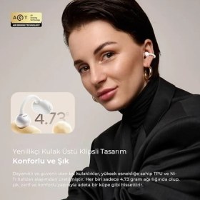 Resim Soundpeats Pop Clip Open-Ear Enc Ows Bluetooth 5.4 Kablosuz Kulaklık Beyaz 