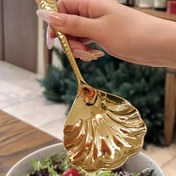 Resim 1 adet Şık Altın Paslanmaz Servis Kaşığı - Uzun Sap, Derin Kase, Ev, Restoran ve Çorba Paylaşmak için Kalınlaştırılmış Tasarım 