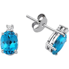 Resim Sirius Pırlanta Mavi Topaz ve Pırlanta Taşlı Küpe 