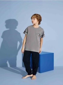 Resim Kıpırık Baby Erkek Çocuk Dinazor Desenli Pijama Takımı-1255 Gri 