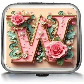 Resim Xuweiwei W Compact Ve Şık Mini Metal Küllük Kapaklı Pembe Gül Ve Harf Desenli Seyahat Ve Açık Hava Kullanımı İçin İdeal 