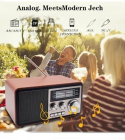 Resim gaman Ahşap Stereo Am Fm Sw 3 Bant Retro Radyo Masaüstü Hi-fi Hoparlör Nostaljik Radyo 15w 