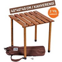 Resim Bag The Joy 40x40x40 CM Ahşap Katlanır Rulo Kahverengi Kamp ve Piknik Masası 