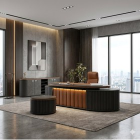 Resim Zec Ofis Owami Premium Yönetici Masa Takımı - Ses Sistemi ve Kablosuz Şarjlı 