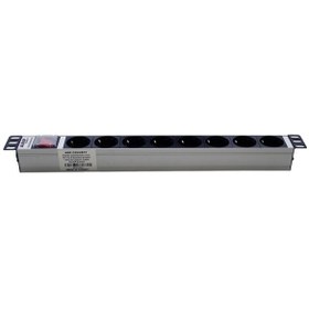 Resim 19" 1U 8'Li Schuko Anahtarlı Alüminyum Rack Kabin Grup Prizi ... 
