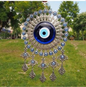 Resim Nazar Boncuğu Orta Boy Metal Taşlı Sallantılı Duvar Süsü 