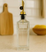 Resim NEWNOW AurumGlass Gold Kapaklı Şeffaf Cam Yağlık – Sızdırmaz Metal Kapaklı Zeytinyağı ve Sos Şişesi 