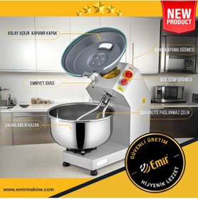 Resim Emir Endüstriyel Mutfak Emir 15-25 Kg Hamur Yoğurma Makinesi Kapaklı Yeni Model 