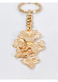 Resim Gold Metal Yaprak Tasarımlı Şık Anahtarlık & Çanta Aksesuarı Çok Renkli 
