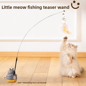 Resim 1 Adet 360° Dönebilen Otomatik Kedi Oyuncağı - Kendi Kendine Hareket Eden Tekerlekli, Etkileşimli Taser Benzeri Asa - İç ve Dış Mekan Oyunları ve Av Eğlencesi İçin, Sevimli Peluş Kuyruk (Dahil Değil) - Kediler İçin Mükemmel Hediye 