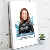 Resim Karikatürlü En Başarılı Kadın Dalgıç Kanvas Tablo 