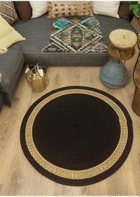 Resim Moderin,Hasır/Jüt. Desenli, Dekoratif, Kilim, Salon,mutfak Halısı. Çeyizlik, Hediyelik, Ev Eşyası 150 x 150 siyah-01 