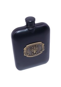 Resim Ejder - Dragon Desenli Paslanmaz Çelik Cep Matarası 7 Oz 200ml Siyah 
