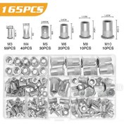 Resim Youmex M3-m10 Alüminyum Flütlü Ve Konik Rivet Somunu Seti, Gb17880 Standartı, Endüstriyel Cihazlar İçin 165 Adet 173g 