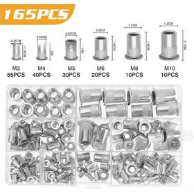 Resim Youmex M3-m10 Alüminyum Flütlü Ve Konik Rivet Somunu Seti, Gb17880 Standartı, Endüstriyel Cihazlar İçin 165 Adet 173g 