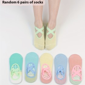 Resim 6 Çift Çok Amaçlı Kadın Yoga Çorapları Degrade Şeker Renkleri Profesyonel Kapalı Spor Fitness Yoga Dans Pilates Tabanı Silikon Kaymaz Zemin Çorapları Yoga Çorapları 