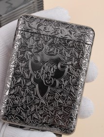 Resim By Marine İşlemeli Retro Tasarım Metal Sigara Tabakası Siyah 23bm923ksr01 