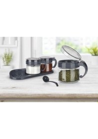Resim Standlı 3 lü Baharat Seti - 300 ml.KC386S Şeffaf 