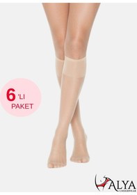 Resim Alya Underwear Kadın Parlak Diz Altı Çorap 15 Denye, İnce Fit - 6'lı Paket Açık Ten 51 6'lı 