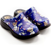 Resim Ayıcık Desenli Hakiki Deri Sabo Terlik Lacivert 