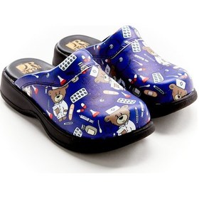 Resim Ayıcık Desenli Hakiki Deri Sabo Terlik Lacivert 