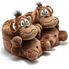 Resim Twigy Monkey Unisex Hayvanlı Panduf Kahverengi 36/43 