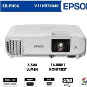 Resim Epson Eb Fh06 1920x1080 Full Hd 3500 Lümen Uhe 16 000 1 Hdmı Usb Vga Projeksiyon Cihazı V11h974040 