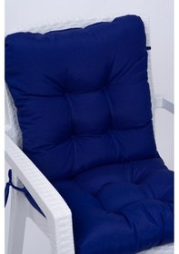 Resim Neva Pofidik Saks Mavisi Arkalıklı Sandalye Minderi Özel Dikişli Bağcıklı 44x84 Cm Saks Mavi 