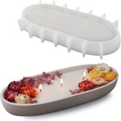 Resim 1 adet Vazgeçme Şekilli Mum Tutucu Silikon Kalıp Oval Kase Reçine Mum Tekne Kavanozu Epoksi Reçine Depolama Tepsisi Konteyner Kalıp DIY Sukulent Saksı Çimento Sanat El Sanatları Takı Mücevher Şeker Tutucu Dekor 